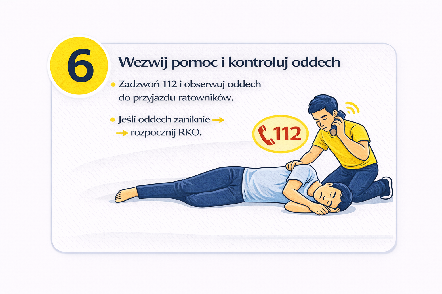 Krok 6 – wezwij pomoc i kontroluj oddech