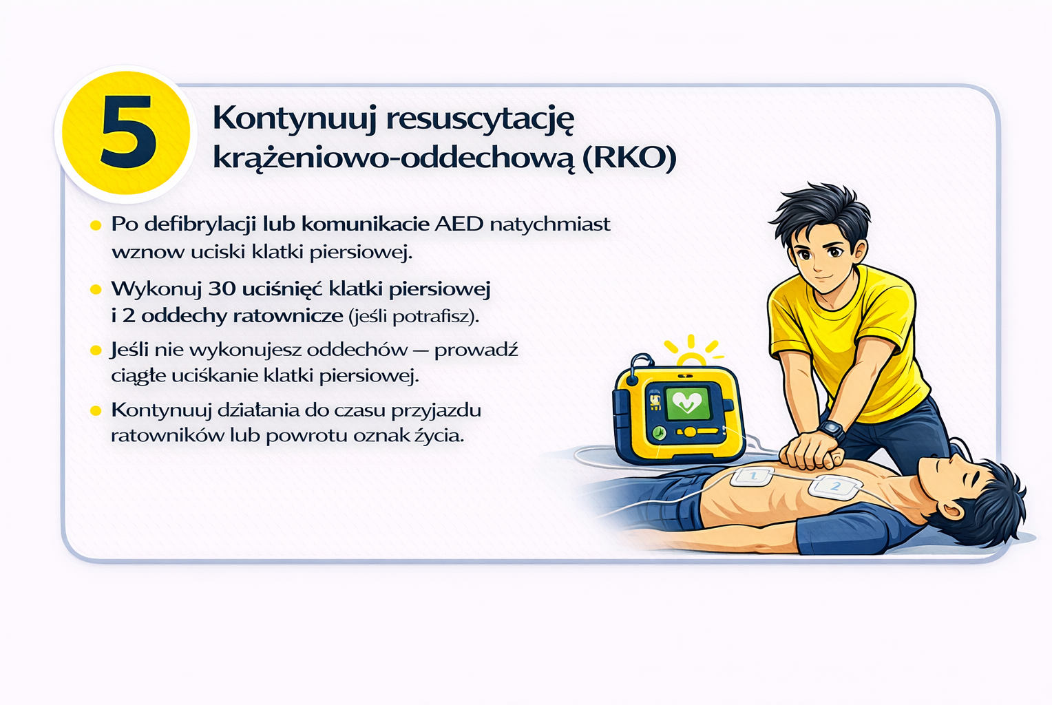 Krok 5 – kontynuuj resuscytację krążeniowo-oddechową